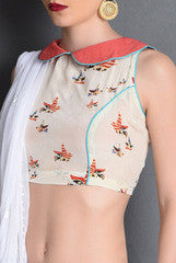 Closet Ranipink Off White With Orange Blouse