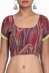 Closet Ranipink Wine With Multicolor Blouse