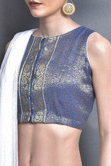 Closet Ranipink  Blue Brocade Blouse