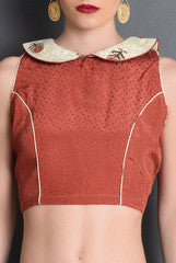 Closet Ranipink Rust Baby Collar Blouse