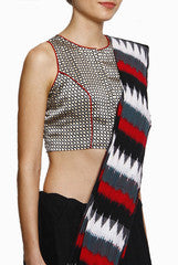 Closet Ranipink Black With Red Piping Blouse