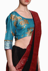 Closet Ranipink Ferozi With Gold Leaf Blouse