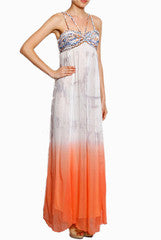 Closet Ranipink Off White and Orange Maxi Dress