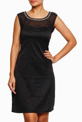 Closet Ranipink Black Bead Work Satin Dress