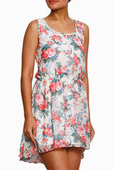 Closet Ranipink Off White Floral Print Dress