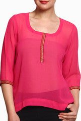 Closet Ranipink Pink Georgette Top