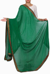 Closet Ranipink Green With Zari Boarder Dupatta