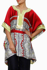 Closet Ranipink Satin Maroon Printed Kaftan