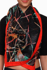 Closet Ranipink Black With Rust Border Stole