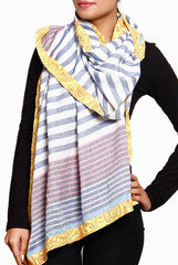 Closet Ranipink Striped with Yellow Border Stole