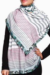 Closet Ranipink Striped With Black Border Stole