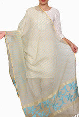 Closet Ranipink Off White And Blue Dupatta