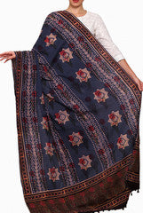 Closet Ranipink Blue Block Print Dupatta