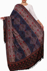 Closet Ranipink Navy Blue Block Print Dupatta