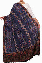 Closet Ranipink Navy Blue Block Print Dupatta