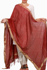 Closet Ranipink Brown With Golden Border Dupatta