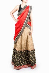 Design Cottage Orange Half Saree