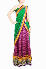 Design Cottage Purple and Green Half Saree