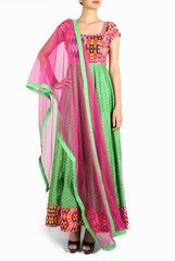 Design Cottage Pink and Green Anarkali