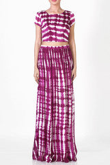 Dimple Raghani Pleated Crop Top and Skirt