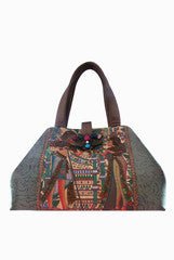 Meera Mahadevia Green And Brown Handbag