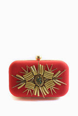 Etre Designs Red Boxy Gold Rush Clutch