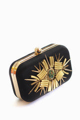 Etre Designs Black boxy Gold Rush Clutch