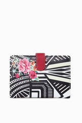 Fizza Crimson and Print Travel Wallet