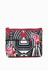 Fizza Crimson and Print Vanity Pouch