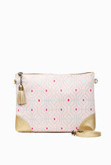 Fizza Print and Gold Zip Clutch