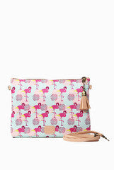 Fizza Print and Peach Zip Clutch