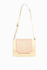 Fizza Peach and Beige Square Bag