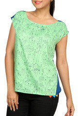 Funk For Hire Mela Printed Green Top