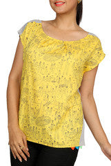 Funk For Hire Mela Printed Yellow Top
