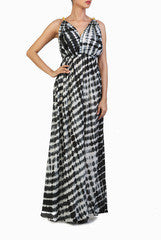 Ginaz Black and White Tie & Dye Dress