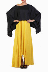 Ginaz Black And Yellow Maxi Dress