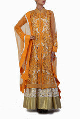 Ginaz Anarkali With Orange Embroidered Jacket