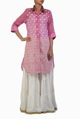 Ginaz Pink Kota Shirt With Off White Sharara