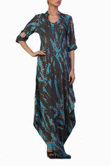 Ginaz Tie & Dye Cowl Drape Dress