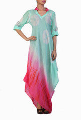 Ginaz Blue And Pink Maxi Dress
