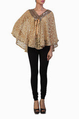 Ginaz Beige Embroidered Poncho