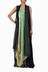 Ginaz Green And Black Dress