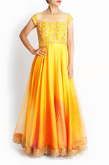 Geethika Kanumilli Sunset Yellow Floor Length Dress