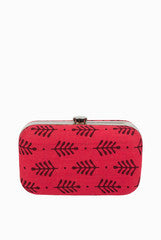 Hepburnette Pink Batik Leaf Print Clutch