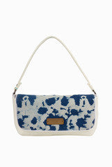 Hepburnette Blue Petiole Leafe Print Clutch