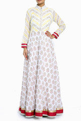 Rahul Singh White Cotton Anarkali