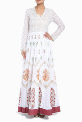 Rahul Singh White Printed Anarkali