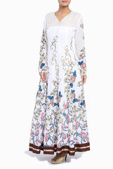 Rahul Singh White Block Print Anarkali