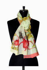 IHKAR Green And Pink Wool Silk Stole