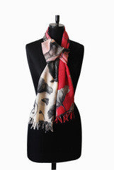 IHKAR White And Pink Wool Silk Stole